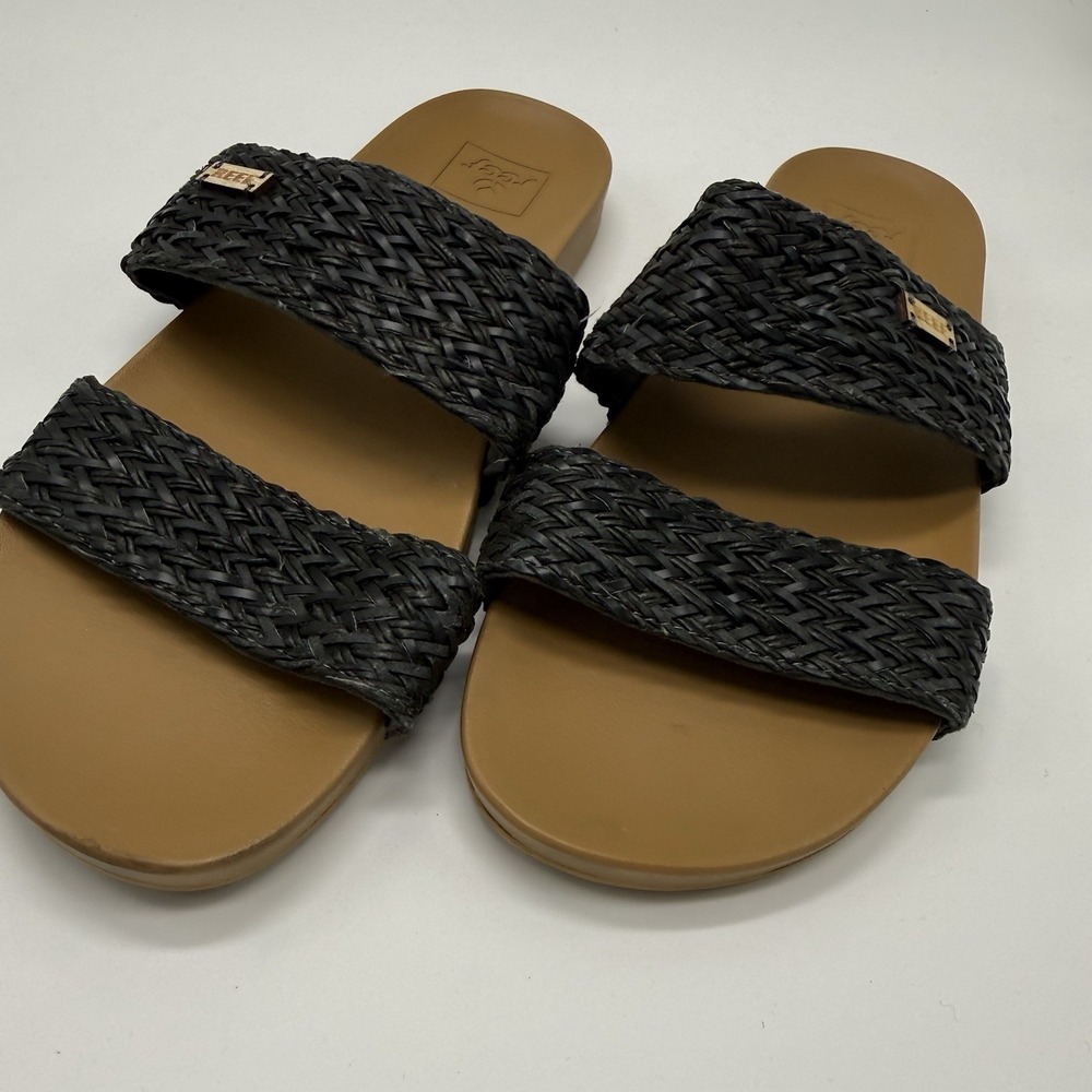Reef Womens Cushion Vista ll Black Braid Sandal Size 8 EUC Beach Vacation - Picture 4 of 7
